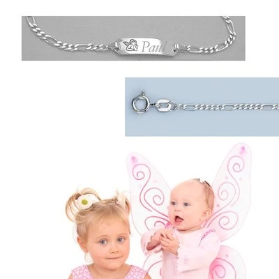 FACHHANDEL-DIREKT Taufe Paten Geschenk Schutzengel Baby Armband mit Name Datum Gravur Silber 925