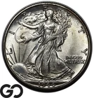 1944-D Walking Liberty Half Dollar, Nicely Toned Solid Gem BU++