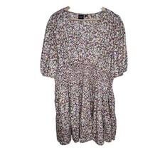 Gap Womens Puff Sleeve Smocked Mini Dress XL Multicolor Floral Colorful Summer