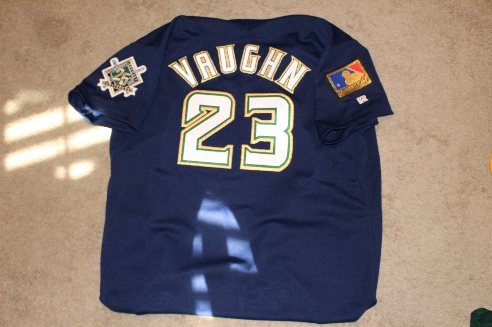 Greg Vaughn Milwaukee Brewers MLB Jersey Russell Authentic Jersey 48 Sewn 125th