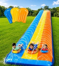 3-fach Wasserrutsche mit Sprinkler 686 cm inkl. 3 Gleitmatten Garten Sommer