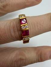 Vintage Ring Avon Red Pink Rhinestone Square ...