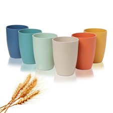 Wheat Straw Cups,6 PCS Plastic Cups 12 oz Reusable Unbreakable Tumblers Light...