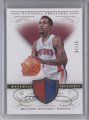 2013-14 Panini National Treasures Material Prime 7/25 Brandon Jennings #18 0c6