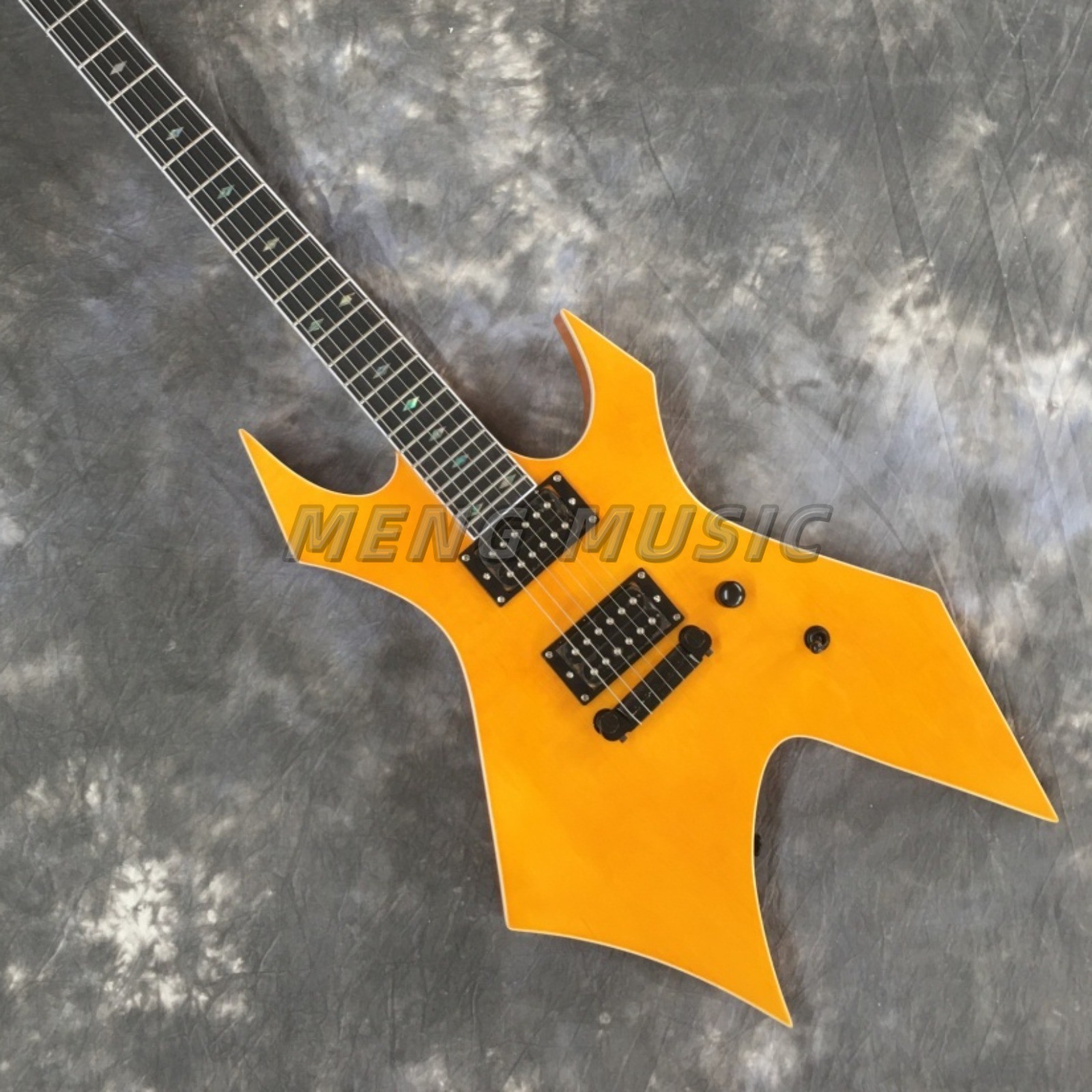 Unique  Extreme Electric Guitar Yellow BC Style Solid Body HH Pickup Free Ship
