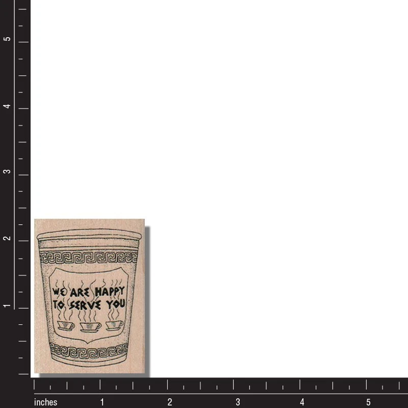 Sello de goma montado, taza de café de papel We Are Happy, comida de té bebida para llevar Foto 2 de 2