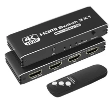 HDMI Switch 3 in 1 Out 4K@120Hz, HDMI Splitter with IR Remote Control, Suppor...