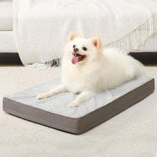 Orthopedic Dog Bed Waterproof Crate Pad Removable Washable Gray Small 23x17 Inch