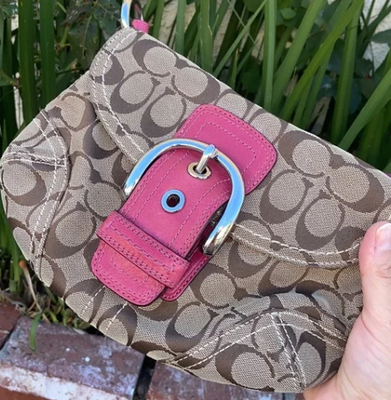 Y2K Coach Signature SOHO SHOULDER BAG PINK VINTAGE # M0773-11860