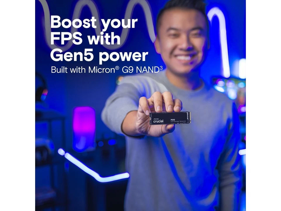 Crucial P510 1TB Gen5 NVMe SSD, Up to 11,000 MB/s, PCIe 5.0 M.2 2280 SSD, - Image 3 of 4