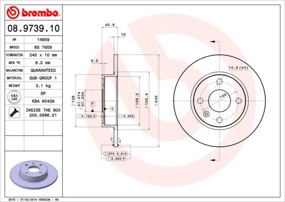 2X Bremsscheibe Hinten Brembo 08973910 FÜR Opel Bremsscheiben Scheibenbremse-image