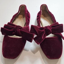 Girls Velvety Soft Ballerina Flats Sz 5 Red Soft Slip On Shoes Princess Dressy