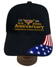 US 250th Anniversary 1776-2026 USA FLAG FREEDOM Adjustable Cap Baseball Hats LOT