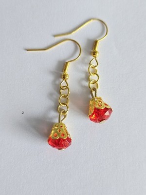 Damen-Ohrhänger Chirurgenstahl rot und gold Partygeschenk