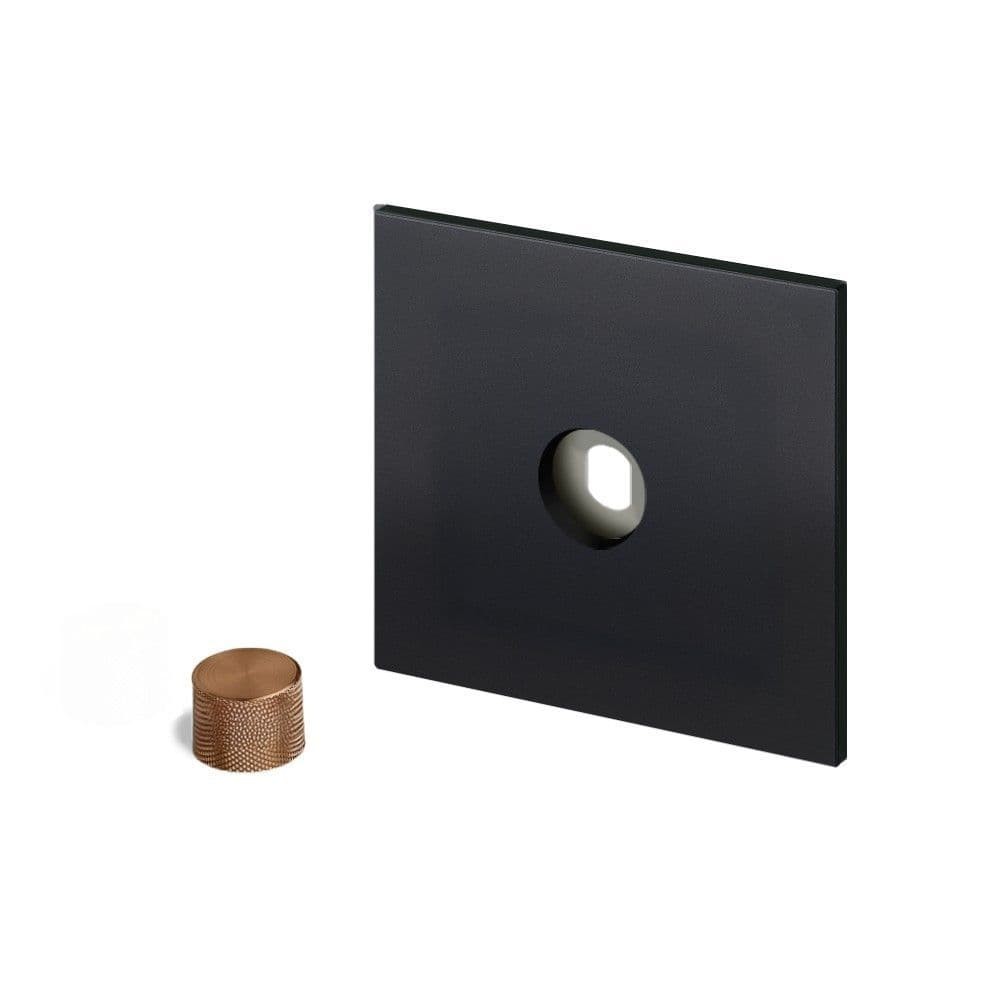 Retrotouch Aura Dimmer Plate 1 Gang with Bronze Knob- Matt Black