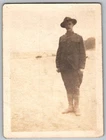 Vtg B&W Snapshot Man In WWI Era Us Army Military Uniform Campaign Hat 1920s