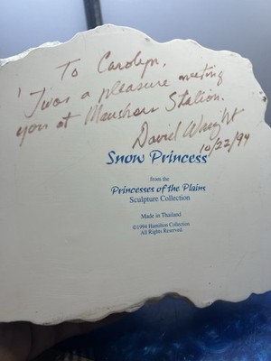 David Wright Auto Snow Princess Of The Plains Hamilton Collection Artist Signed