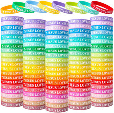 Jesus Loves You Silicone Bracelets Christian Wristbands Bulk Bible Verse Rubber