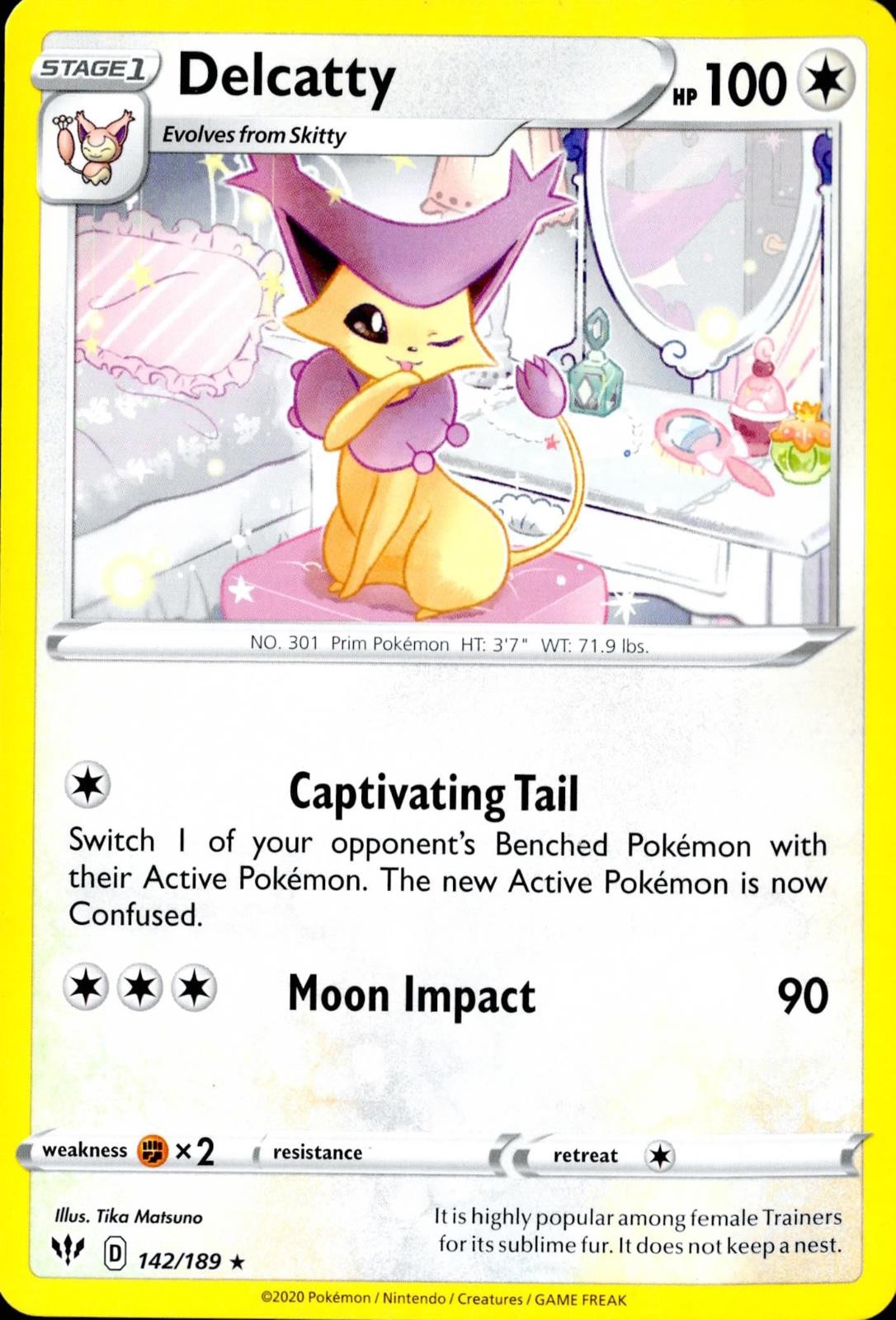 DELCATTY 142/189 RARE DARKNESS ABLAZE POKEMON REVERSE HOLO NM