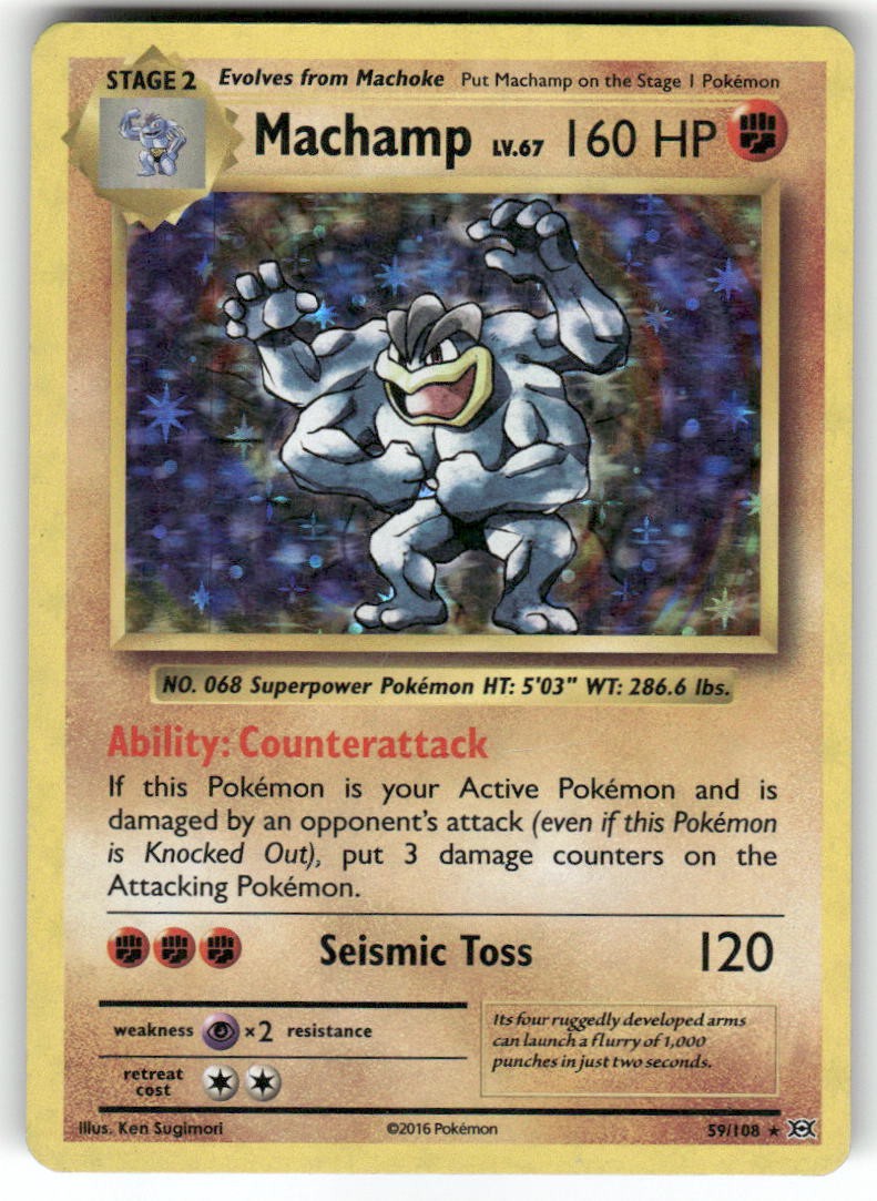 MACHAMP - 59/108 - Moderately Played - Evolutions - Holo Rare - Pokemon