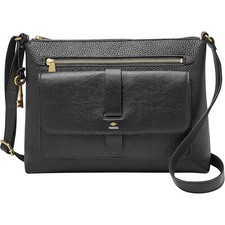 Fossil Kinley Black Pebbled Leather Crossbody Purse