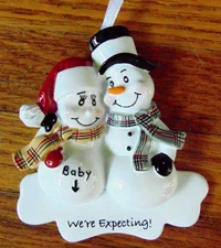 We're Expecting Baby Christmas Ornament Pregnant Snow Couple Holiday Decor