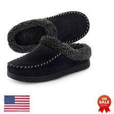 Men's Slippers Memory Foam Faux Suede Non Slip Sole Indoor Outdoor Washable