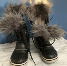 Sorel Joan Of Arctic Kids Joan Of Arctic Size 1 Black Faux Fur Boots