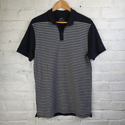 Nike Golf Dri-FIT Poloshirt Herren Small schwarz weiß gestreift Golf Oberteil