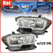 For 2016-2022 Toyota Tacoma w/ LED DRL Chrome Halogen Headlights Headlamps Pair