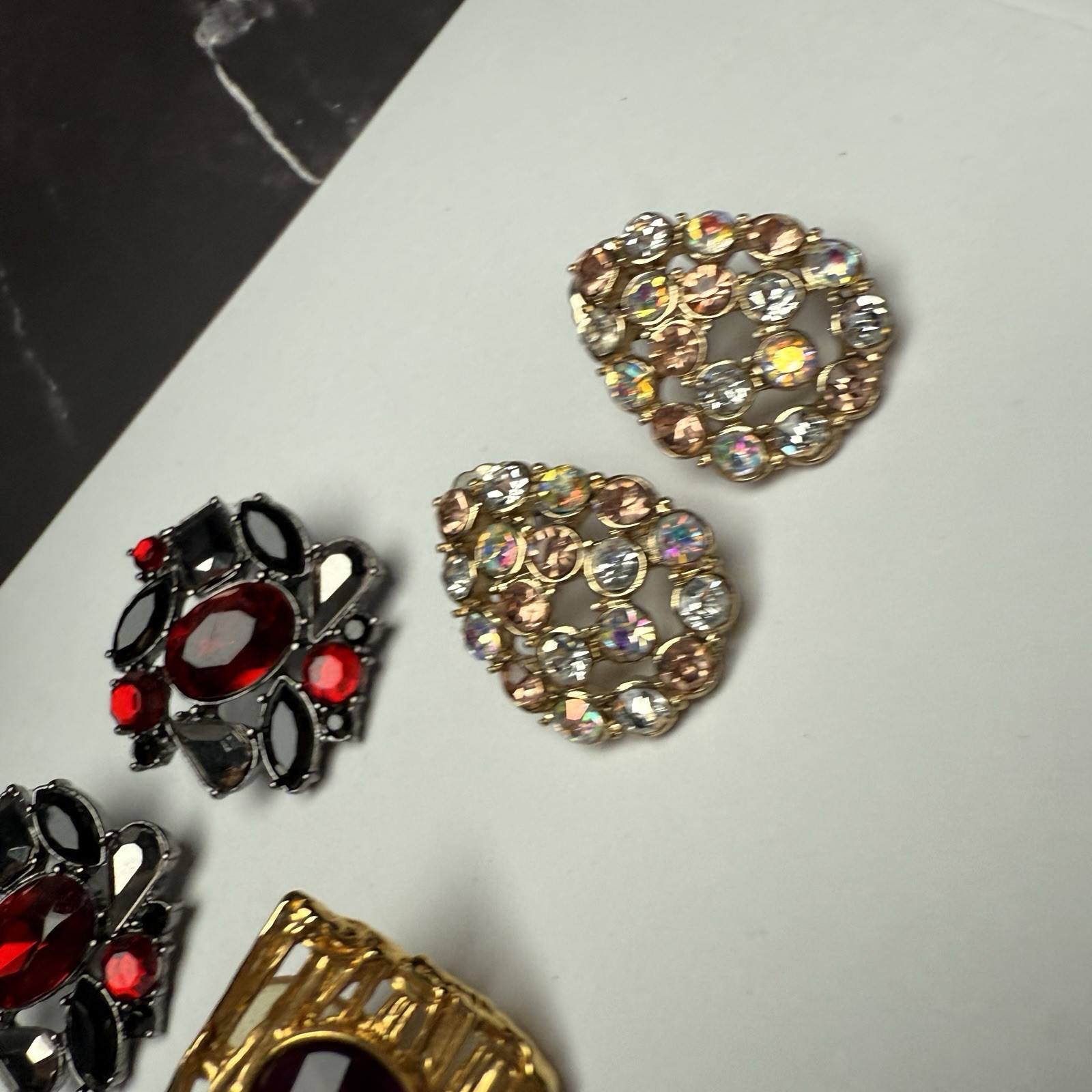 Rhinestone Statement Stud Pierced Earrings Lot Of… - image 5
