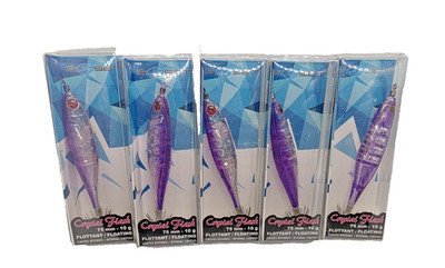 5 X Sunset Sunsquid Crystal Flash Squid Jig Lures 7.5cm - VIOLET - (5 Lures)