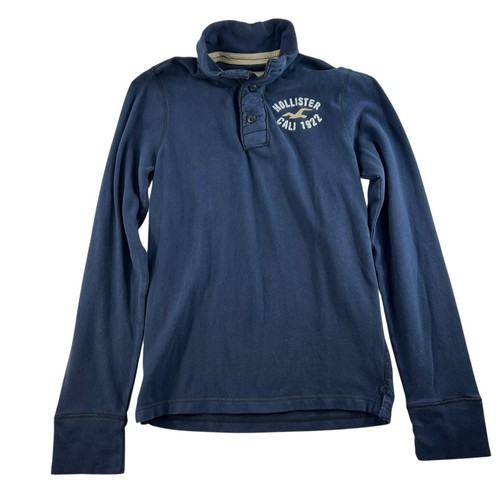 Hollister M Medium Sweatshirt Shirt Henley Mock Neck Embroidered Preppy Grunge