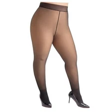  Fleece Lined Tights Plus Size Fake Translucent X-Large-XX-Large Plus Latte
