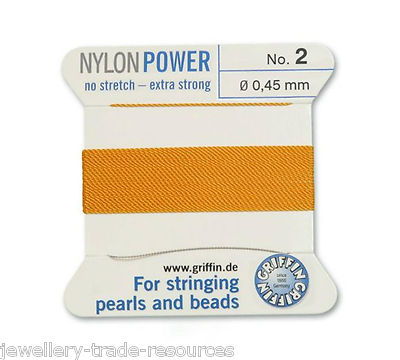 BERNSTEINGELB NYLON POWER SEIDENFADEN 0,45mm SCHNURPERLEN & PERLEN GRIFFIN 2