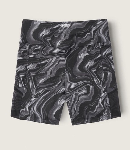 VICTORIA’S SECRET PINK ULTIMATE High Rise BIKE SHORTS Black Marble Mesh Sz M - Picture 4 of 4