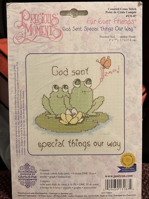 Janlynn Precious Moments Fur Ever Friends Cross Stitch Kit #131-87 Frogs God