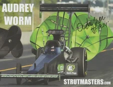 2019 Audrey Worm signed Strutmasters Top Fuel NHRA postcard