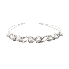 Honbay 1pcs Sparkling Crystal Faux Pearls Hair Hoop Wedding Hair Piece