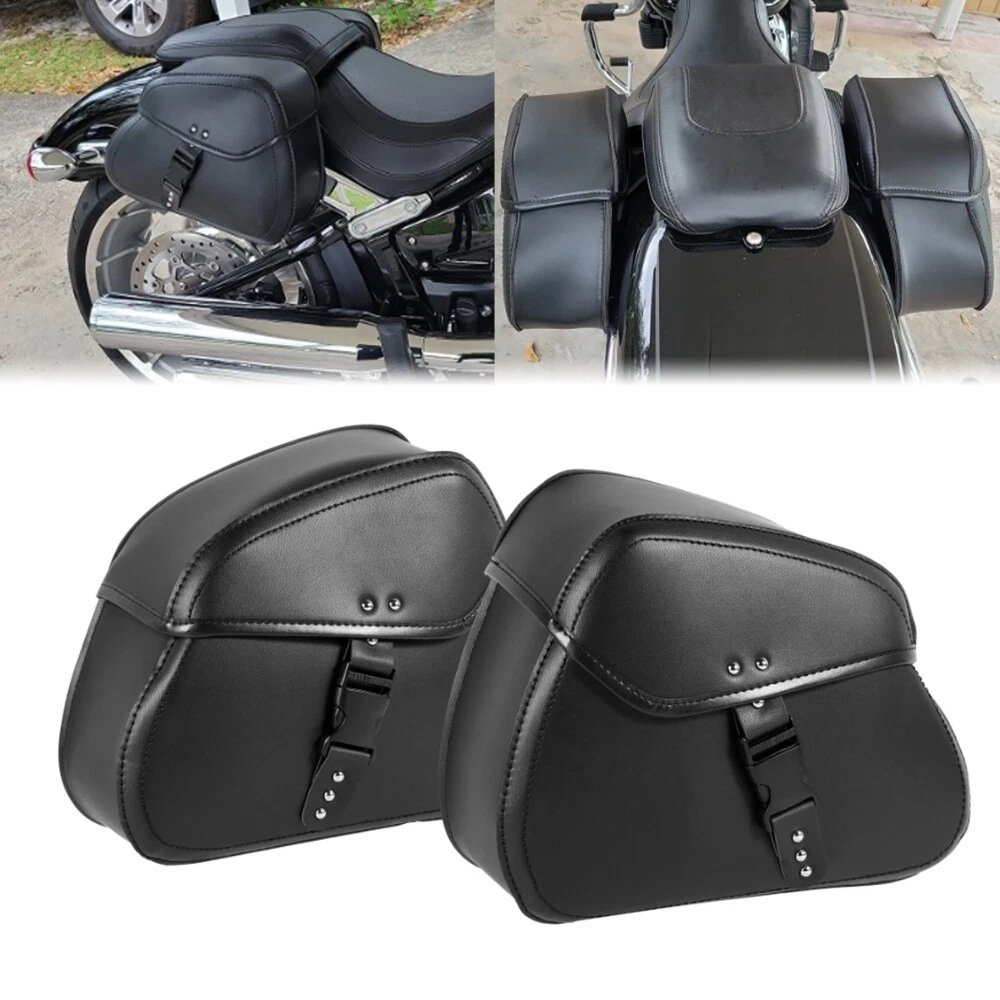 PU Leather Side Saddle Bags Saddlebag For Suzuki Boulevard M109R M50 M90 M95 C90