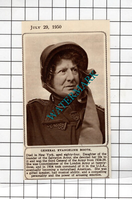 General Evangeline Stand Heilsarmee Nachruf - 1950 kleiner Ausschnitt