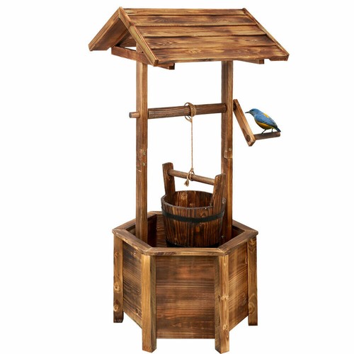100cm Garden Ornaments Wishing Well Planter Gardeon wooden wishing Outdoor Décor - Picture 4 of 7