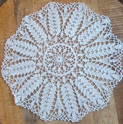Round Handmade Crochet White Cotton-  Round Centerpiece - Vintage  - New -