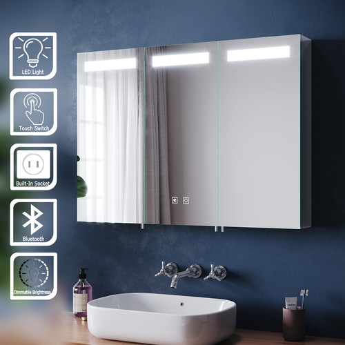 LED Bathroom Mirror Cabinet With Shaver Socket Storage/Demister/Sensor Switch - Picture 110 of 201