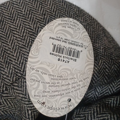 Sombrero Elope Sherlock Holmes Talla Única, Gris Detective Espina de Arenque ¡En buen estado! - Imagen 4 de 7