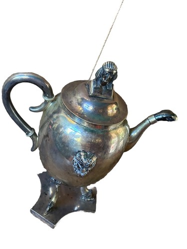 Antique Ca1810 Napoleonic Era French Empire Silver Teapot Bacchus Egyptian 756g - Picture 2 of 17
