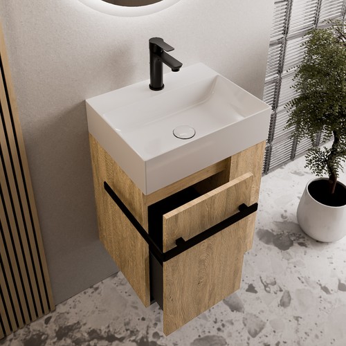 Badmöbel Set Gäste WC Waschbeckenunterschrank 45 cm Waschbecken Unterschrank - Bild 14 von 40