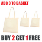 100% Natural Cotton Plain Shopping Shoulder Tote Bags Reusable Add 3 to Qualify