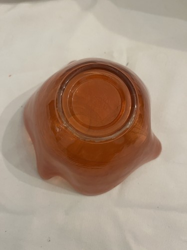 Beautiful Mexican Art Glass Orange W/White Swirls Hand Blown 5” Bowl FREE SHPNG - Picture 7 of 11