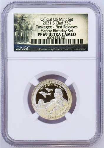 2021 S NGC Tuskegee Airmen CLAD PROOF the LAST QUARTER HAPPY BIRTHDAY Set PF69